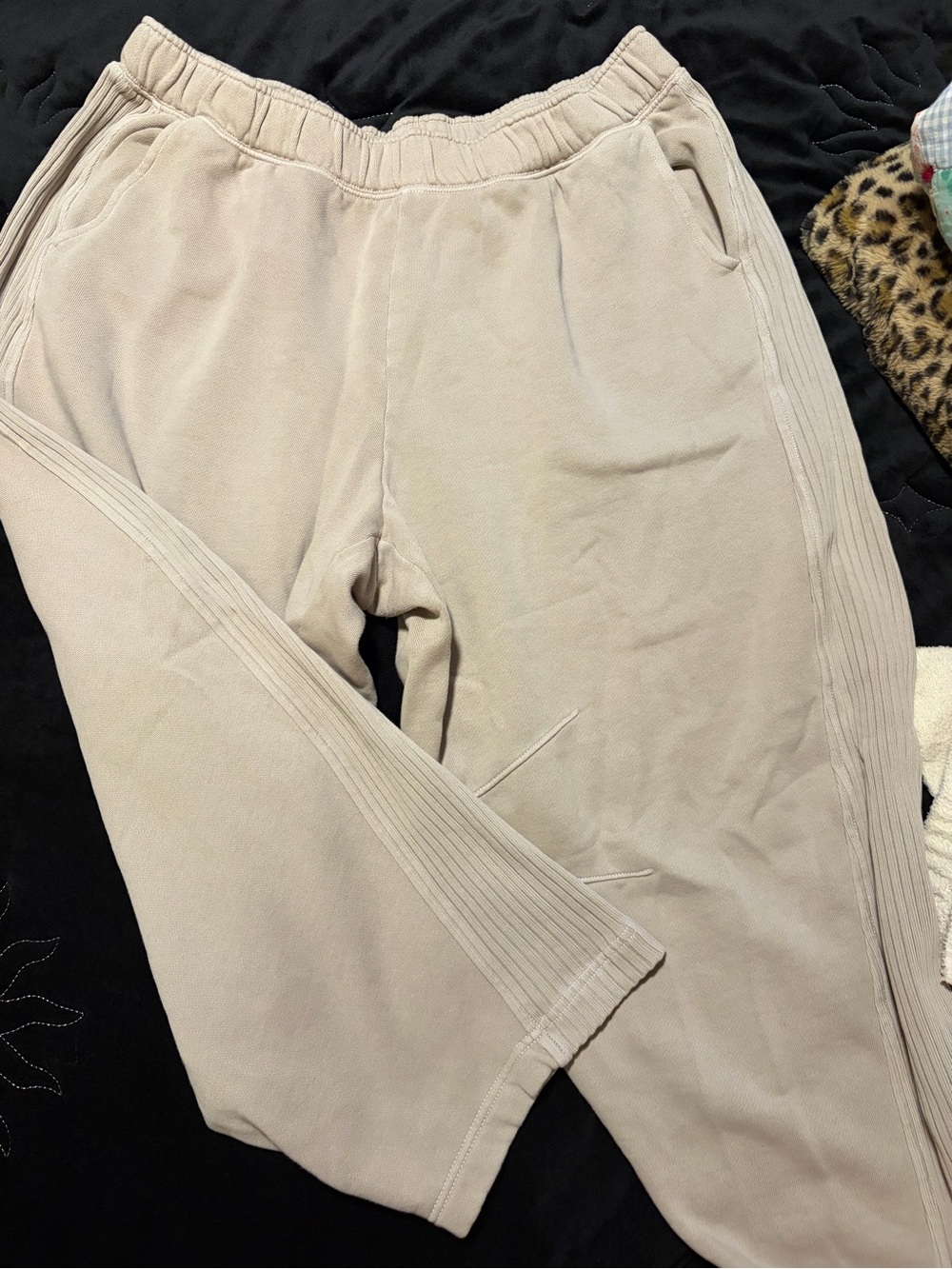 aerie Cream Rib-Trim Jogger Pants